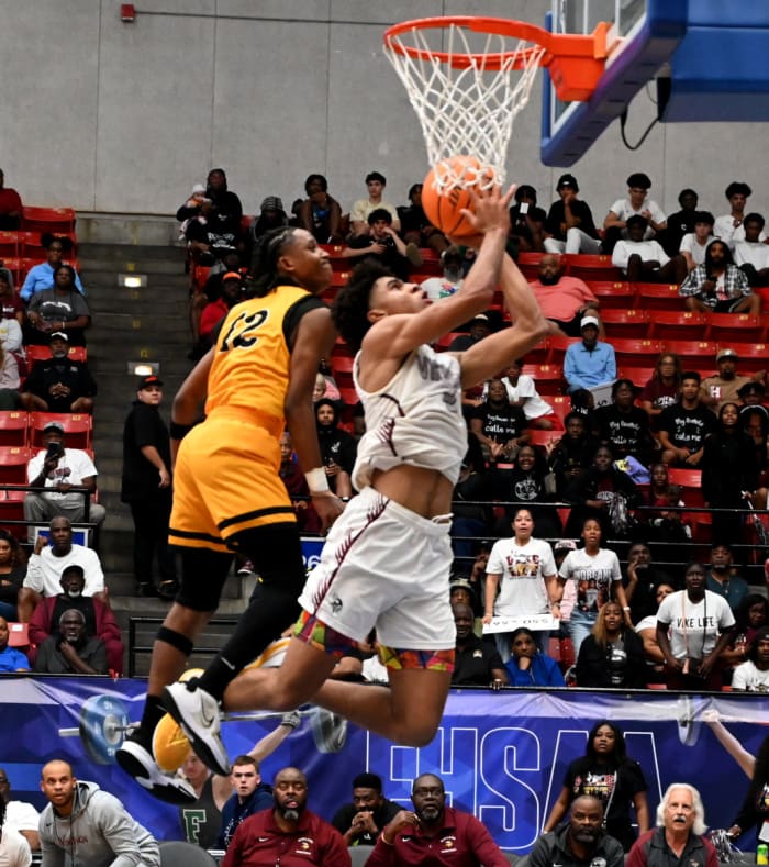 Miami Norland guard Triston Wilson drives to the basket during the Class 5A state championship basketball game on Friday against Tampa Blake at the RP Funding Center.